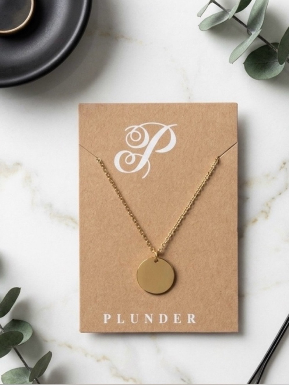 Gold Tone Circle Pendant Necklace